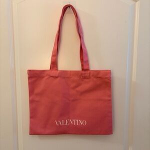 Valentino Beauty Pink Canvas Tote Bag Gift With Purchase Logo Shopper NEW